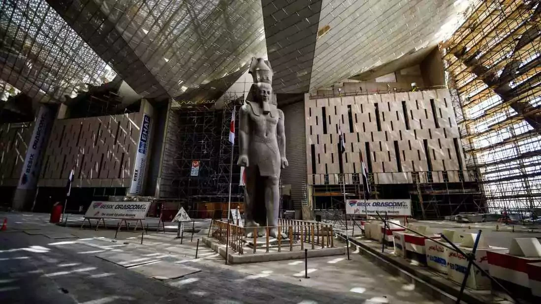Grand Egyptian Museum and Giza Pyramids from Port Said